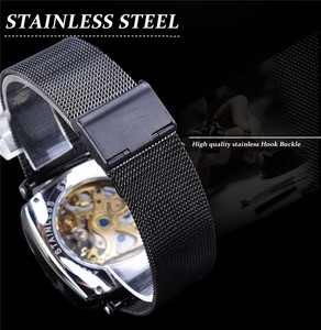 Forsining Gmt1076 Black Genuine Leather Fashion Royal Luxury Gold <strong>Clock</strong> Transparent Skeleton Men Automatic <strong>Mechanical</strong> Watches - Product Image 5