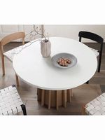 Ensemble de table à manger ronde en bois massif, design français, frêne blanc japonais antique, 4 places, pour la maison, l'appartement, l'hôtel, garantie de 3 ans