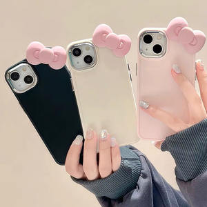 เคสโทรศัพท์มือถือซิลิโคนกันตก รุ่น 13 สำหรับ iPhone16/15/17Pro Max XR ลายโบว์สีชมพูเรียบง่าย เคส <span class=keywords><strong>Apple</strong></span> 11 และ Samsung Plus พร้อมแม่เหล็กป้องกัน - Product Image 5