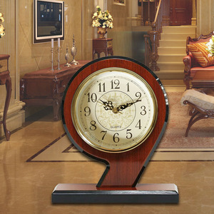 Creative Wooden Table <b>Clock</b> Round Claret Quartz <b>Movement</b> Silent Decorative <b>Clock</b> For Home Bedroom - Product Image 1