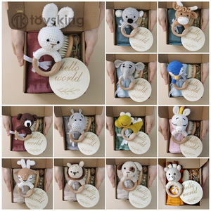 BPA Free uncinetto bambino massaggiagengive bambola legno di faggio neonato anello ciuccio Clip bambino Milestone <span class=keywords><strong>nascita</strong></span> confezione regalo 6 pz/<span class=keywords><strong>set</strong></span> - Product Image 4