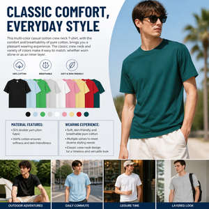 T-Shirt in 100% Cotone 240GSM, Collo Tondo, Manica Corta, Tinta Unita, Stampa Logo Personalizzata, per Uomo e Donna XYCMT25SS07 - Product Image 2