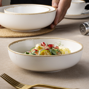 YAYU Reactive Glaze Kiln Change Smooth Porcelain Dinnerware Collection Beige Rim <strong>Plates</strong> for Restaurant Hotel Supply Wholesale - Product Image 5