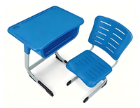 Bureau et chaise d'école en plastique pour la formation, mobilier de salle de classe, coins arrondis avec bureau et chaise en plastique pour enfants