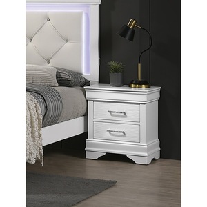 Modern Sleek White Nightstand With Spacious <b>Drawers</b> Bedroom Furniture Accent Handles 1pc <b>Storage</b> <b>Drawer</b> Unit - Product Image 5