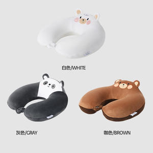 Almohada de viaje portátil con forma de U de dibujos animados, de espuma viscoelástica, diseño de animales, soporte suave para uso en la oficina y al aire libre - Product Image 3
