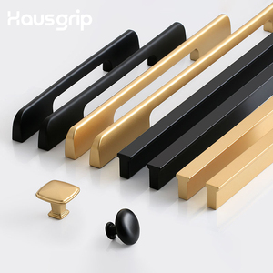 Hausgrip Modern Matte Black &amp; Gold Aluminum Pulls/<strong>Knobs</strong> for Kitchen Drawers &amp; Cabinet <strong>Doors</strong>, <strong>Bedroom</strong> Wardrobe Use - Product Image 1