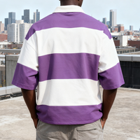 Haute qualité Streetwear surdimensionné goutte épaule poids lourd Rugby T-Shirts rayé recadrée Boxy coton polos pour hommes