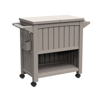 Chariot de service 3 en 1, station de préparation de table, texture bois 80l, seau à glace, armoire roulante, chariot à quatre roues