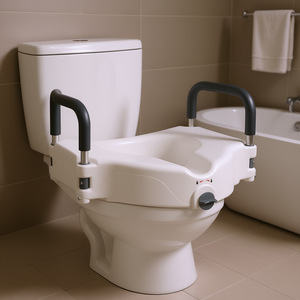 Rehausseur de siège de toilette surélevé de 5 pouces avec poignées rembourrées et siège élargi pour personnes âgées, handicapées ou à mobilité réduite - Product Image 2