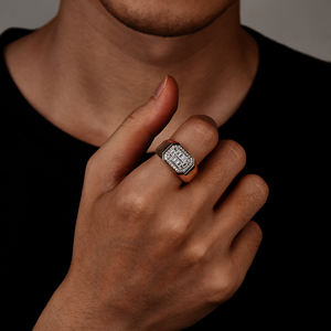 Wholesale Bulk Statement Rose Gold Plated baguette Diamond 925 Sterling Silver <strong>Moissanite</strong> <strong>Men's</strong> <strong>Ring</strong> - Product Image 3