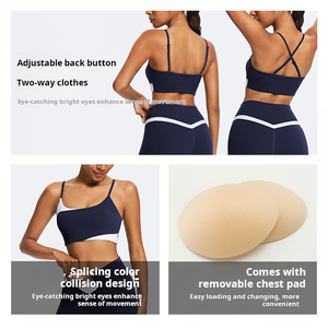 Conjunto de traje de Fitness adelgazante de tela renovable respetuosa con el medio ambiente con bloqueo de Color, traje de Yoga adelgazante para deportes al aire libre, <span class=keywords><strong>S</strong></span> para mujer - Product Image 3