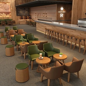 Mobilier Commercial de Restaurant Occidental en Bois, Chaises et Tables pour Librairies, Cafés, Salons de Thé et Pâtisseries - Product Image 1