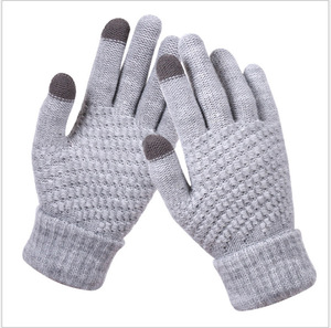 Vendita all'ingrosso di guanti invernali Touch Screen da donna, guanti in lana calda a maglia, polsini elastici, guanti tessili invernali - Product Image 2
