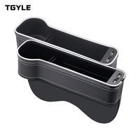 Organizador Lateral de Asiento de Cuero PU Rapo con Luz Ambiental LED RGB, Caja de Almacenamiento con Carga Rápida para Interior de Auto Universal