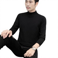 Pull en maille pour homme à col mi-haut en polyester uni, épais et chaud, idéal pour l'automne/hiver