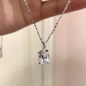 Collier en argent pur S925 avec chaîne en Y, élégant et luxueux, motif queue d'oiseau, collier ras du cou, diamant taille coussin - Product Image 2