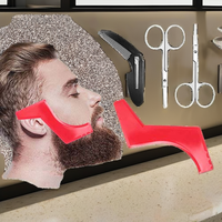 Kit de mise en forme et de coiffage de la barbe en plastique rouge Ensemble de toilettage et de gabarits à usage domestique pour couper la barbe