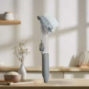 Cepillo de limpieza de cocina 2 en 1 al por mayor con mango largo, dispensador de jabón y esponja para fregar ollas y platos, limpiador extraíble - Product Image 2