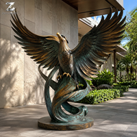 Statue d'aigle en bronze, sculpture artisanale en métal, taille réelle, décoration d'oiseau faite sur mesure pour villa, hall d'hôtel, entrée de jardin