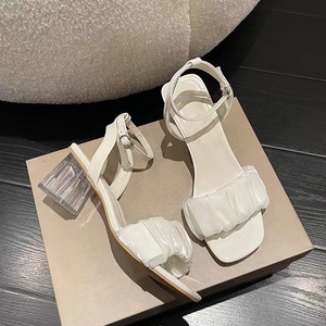 Zapatos de Tacón Alto con Punta Cuadrada, Hermosos Zapatos de Moda para Mujer, Tacón Transparente, Envío Directo, Sandalias de Tacón Medio Grueso - Product Image 5