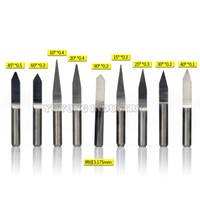 Juego de 10 Cuchillas de Columna Planas con Fondo Plano, Diámetro de Vástago 3.175mm, 10-90 Grados, para Máquina de Grabado CNC