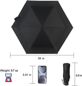 19 inch nhỏ gọn mưa nắng du lịch không thấm nước cầm tay nhỏ Hướng dẫn sử dụng mở Logo tùy chỉnh Mini Túi gấp ô - Product Image 2