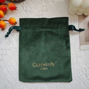 Super Soft Dark Green Velvet Custom Logo Bracelet Necklace Gift Jewellery Velvet <b>Dust</b> Packaging Pouch Jewelry Drawstring <b>Bag</b> - Product Image 5