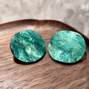 Boucles d'oreilles en résine, motif marbre vert, galaxie, bijoux vintage pour femmes - Product Image 1