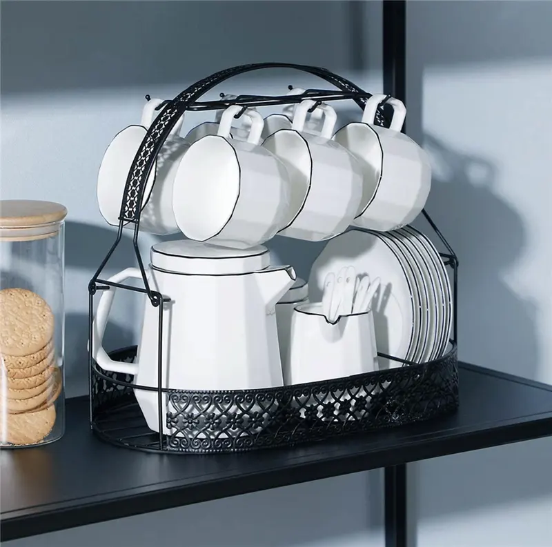 The best-selling newly arrived Simple Large Space tea set with teapot and tray Simple high quality ceramic teapot Coffee cup set