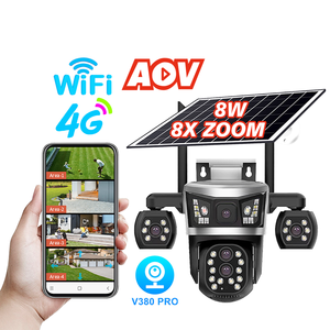 Cámara de Seguridad Solar PTZ V380 para Exteriores, IP66, 8MP, Zoom 8X, Gran Angular, Audio Bidireccional, 4 Lentes, 4 Pantallas, 4G WiFi, para Hogar y Protección de Fauna Silvestre - Product Image 1