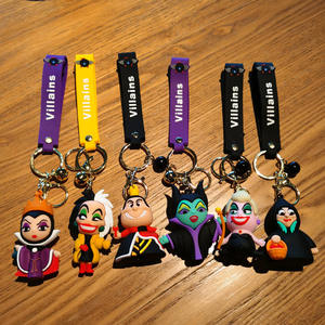 LLavero de bruja malvada MINISO, villana de dibujos animados, Ursula Cruella, <span class=keywords><strong>Mal</strong></span>éfica, llavero de coche de plástico, bolsa colgante, llavero de Anime, Juguetes - Product Image 1