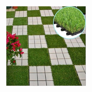 Vert doux maison jardin décor gazon synthétique faux gazon emboîtement tapis de sol carreaux de <span class=keywords><strong>pelouse</strong></span> artificiels - Product Image 1