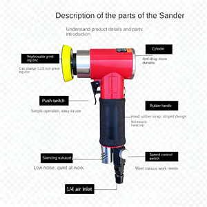 Khí nén <span class=keywords><strong>Sander</strong></span> vành đai máy móc đĩa chà nhám mini quỹ đạo da gỗ đá đệm không khí đánh bóng xe máy khí nén Sanders - Product Image 2