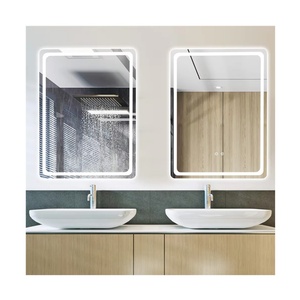 Miroir de salle de bain LED carré moderne, éclairage intégré, nouveau, étanche, anti-buée, écran tactile intelligent, miroir rectangulaire avec lumière - Product Image 1