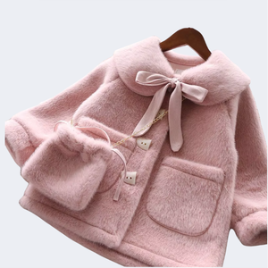 Cappotti Invernali alla Moda Coreana per Bambini, Giacche Calde in Pile con Pelliccia per Bambine con Borsa, Abbigliamento Impermeabile per Bambini - Product Image 5