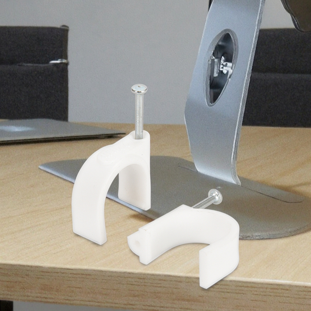 9mm Carbon Steel Cable Clip with Circle Design Plastic Nylon Cable Clip