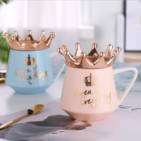 Nouvelle conception Tasse à café en porcelaine Couronne de la Régalité avec couvercle Logo personnalisé Cadeau pour maman