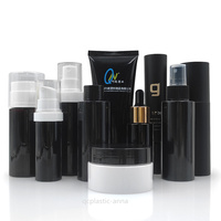 Cutstom 50ml 100ml 150ml bouteilles cosmétiques en plastique noir vide givré pour les soins de la peau récipient cosmétique emballage d'huile essentielle
