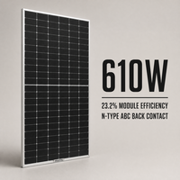 Modules photovoltaïques MULOYAL 610W, efficacité 23,2%, type N, cellules à contact arrière intégral sans barre frontale, 182mm x 182mm, pour applications industrielles