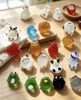 Repose-stylo et repose-baguettes en verre fait main, motif animal mignon de dessin animé, support décoratif de table, vente en gros