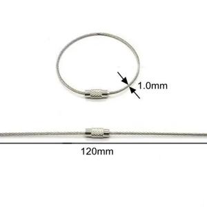 YIWANG Fashion Design 120mm Metal Silver Stainless Steel Wire <b>Rope</b> Keychain - Product Image 3