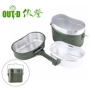wholesale Germany Canteen OD color 3pcs German style Aluminium mess tin lunch box food canteen Outdoor camping