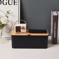 Boîte d'organisation de grand cordon de style bambou cacher les fils et les multiprises boîte d'organisation de câble d'ordinateur de bureau