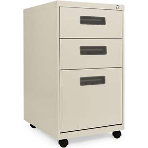 Alera PABBFPY Armoire de classement sur pied 14 7/8w X 19-1/8d X 27-3/4h à trois tiroirs en métal couleur putty - Product Image 1