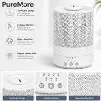 Humidificateur d'air à remplissage par le haut, brume fraîche, coque élégante ajourée, facile à nettoyer, conception détachable pour chambre, bureau, maison