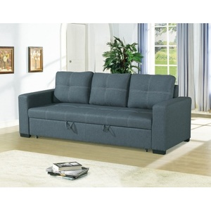 DB <b>Convertible</b> Sectional Sleeper <b>Sofa</b> Blue Grey Chenille HS00-F6532 Soft Extendable Foldable for Living Room Hotel Apartment Use - Product Image 2