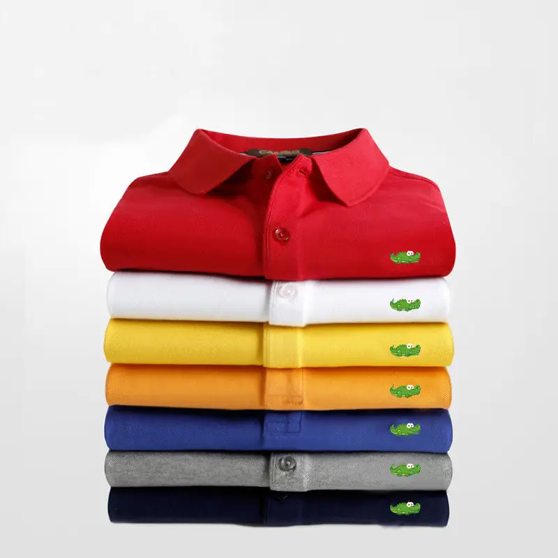 Kaus Polo Golf 100 Polos Poliester, Kaus Bordir OEM Kosong, Kemeja Polo Logo Kustom