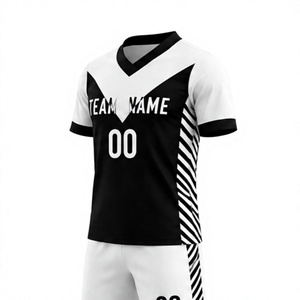 Custom V-Neck Rugby Jersey Set Black <b>White</b> Heat-Transfer Printed 3D Pattern Moisture Wicking Polyester Short Sleeve Unisex Adult - Product Image 1