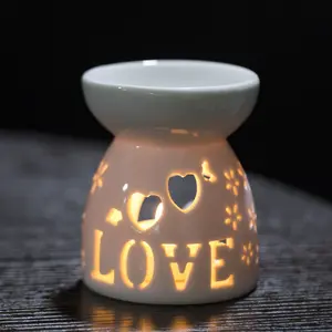 Best price aroma essential oil candle burner ceramic oil burn ceramic scent essential oil burner heart fragrance candle holder